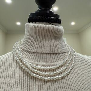 Elegant Costume Gold and Pearl  Layered Necklace